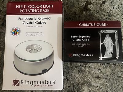 Christus Cube with a Multi-Color Light Rotating Base