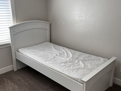 White Twin Bed Frame with Slats