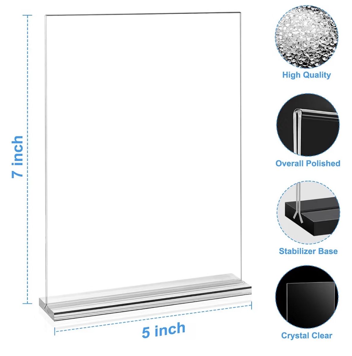 Clear Acrylic Sign Holder Double-Sided 5x7 Inch