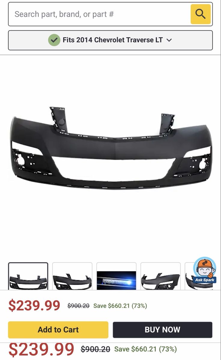 Used 2014 Chevrolet Traverse LT Front Bumper Cover - Black