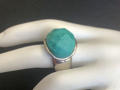 Sterling Silver With Aquamarine Turquoise Ring