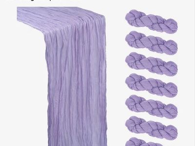 Heneger 8-Pack Lilac Purple Cheesecloth Table Runner, 10ft Lavender Gauze Rustic Sheer Fabric Wedding / Event Decor