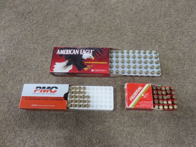 THREE MIXED BOXES - 98 ROUNDS TOTAL - OF .25 CALIBER 50 GRAIN BULLET AMMO