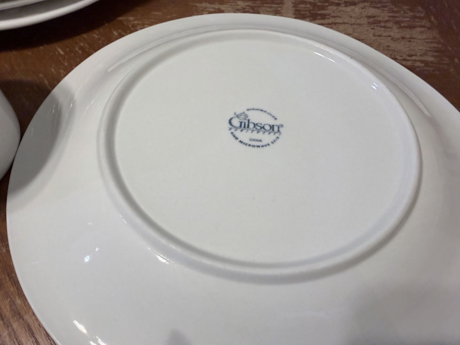 Gibson White China Embossed Fruit Motif Dinnerware Set Dishes Bowls Mugs