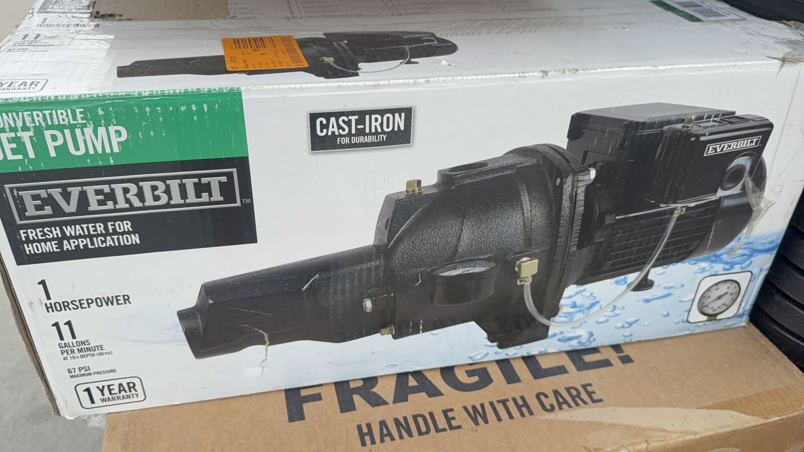 Deep Well 1 HP Convertible Jet Pump Everbilt Cast iron