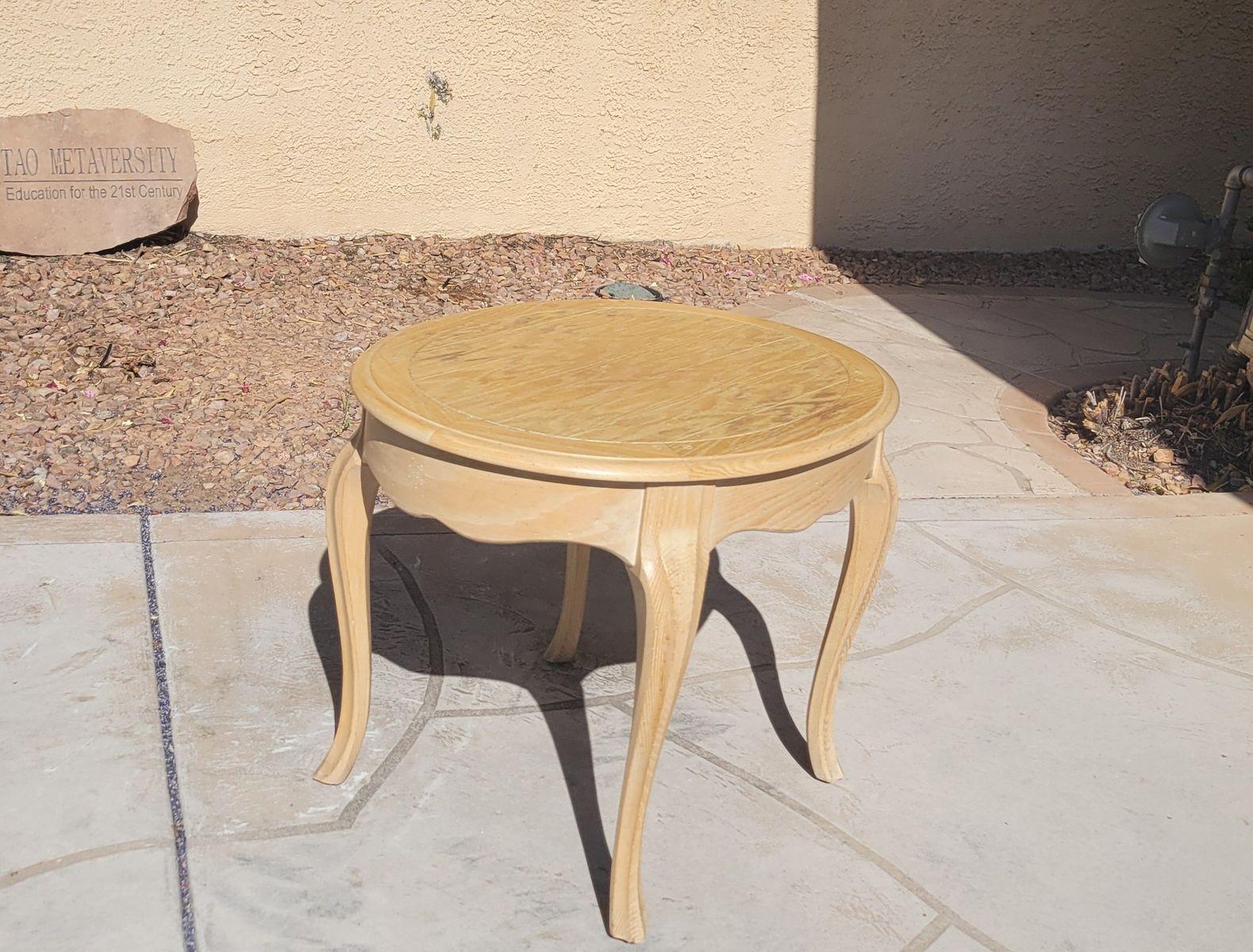 Round Wood End Table - Unfinished French Provincial Style Accent Table, Side Table