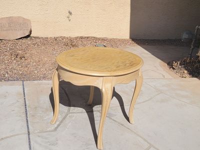 Round Wood End Table - Unfinished French Provincial Style Accent Table, Side Table