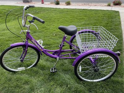 Brand new Comfort Tricycle, 24 inch 1 Speed Cruiser Trike, 3 Wheel Trike Bike with Large Basket