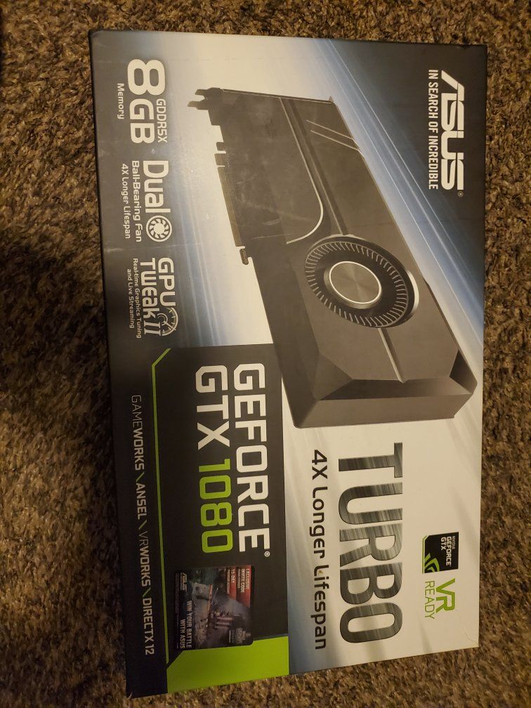 ASUS GeForce GTX 1080 Turbo 8GB GDDR5X Graphics Card - Dual Ball-Bearing Fan, VR Ready