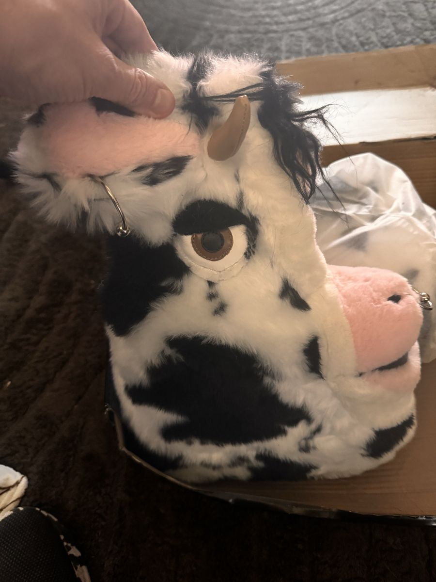 dELiA*s by Dolls Kill® Wildlife Novelty Cow Faux Fur Platform Booties 
