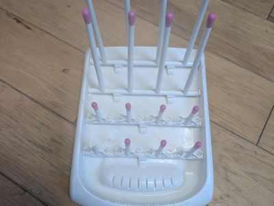 Baby Bottle Drying Rack White and Pink