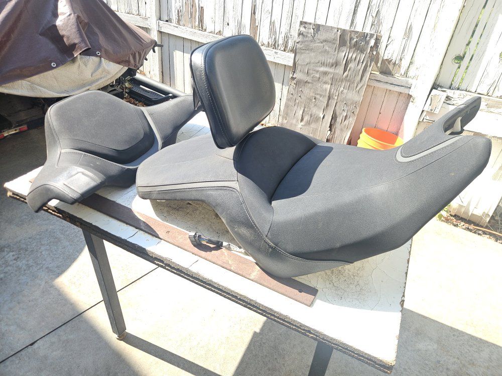 OEM Goldwing heated seat with backrest and passenger backrest.
