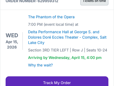 5 Phantom of the Opera tickets - 4/15/26 at 7 pm @ Eccles theater