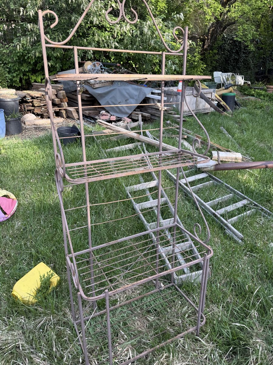 Vintage Metal Baker's Rack/ Iron Shelf