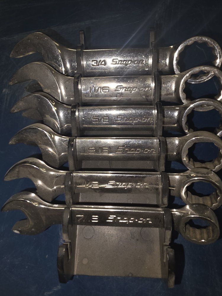 Snap-on 6-Piece Metric/SAE Combination Wrench Set, Chrome Finish, Various Sizes