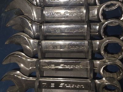 Snap-on 6-Piece Metric/SAE Combination Wrench Set, Chrome Finish, Various Sizes