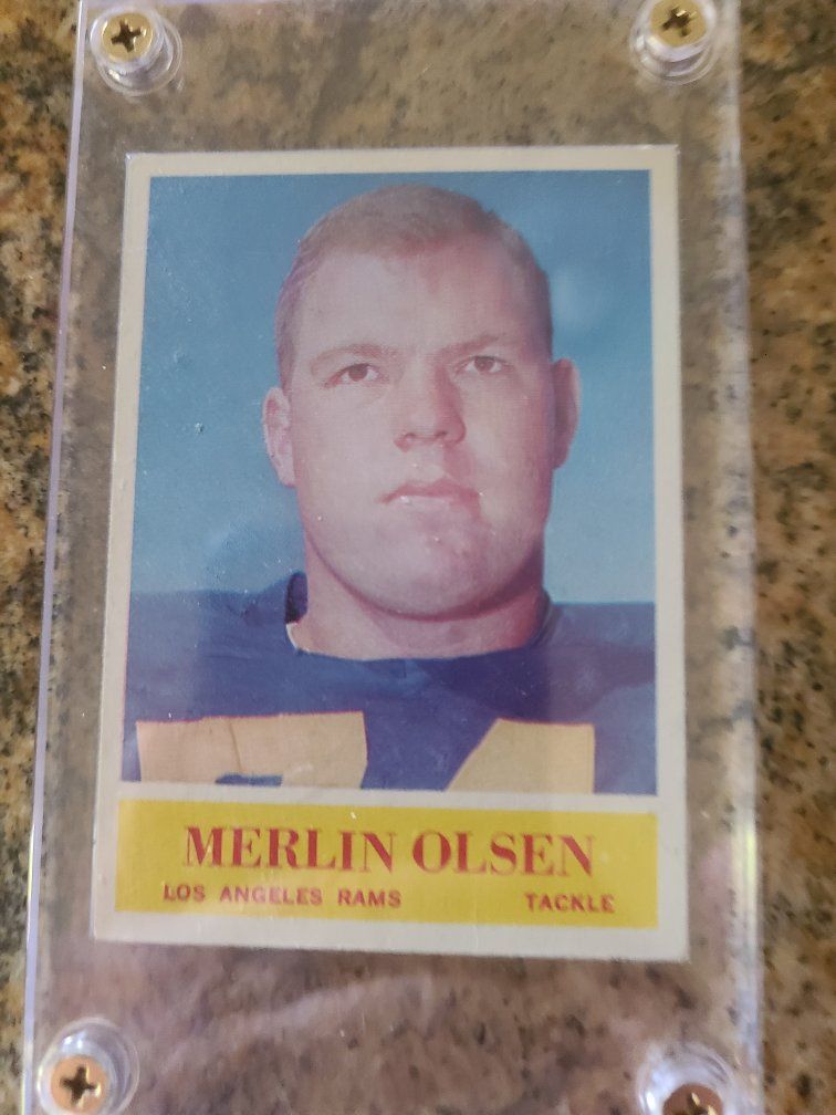 1963 Topps Merlin Olsen RC #91 Los Angeles Rams HOF Football Card (Slabbed)