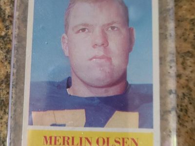 1963 Topps Merlin Olsen RC #91 Los Angeles Rams HOF Football Card (Slabbed)