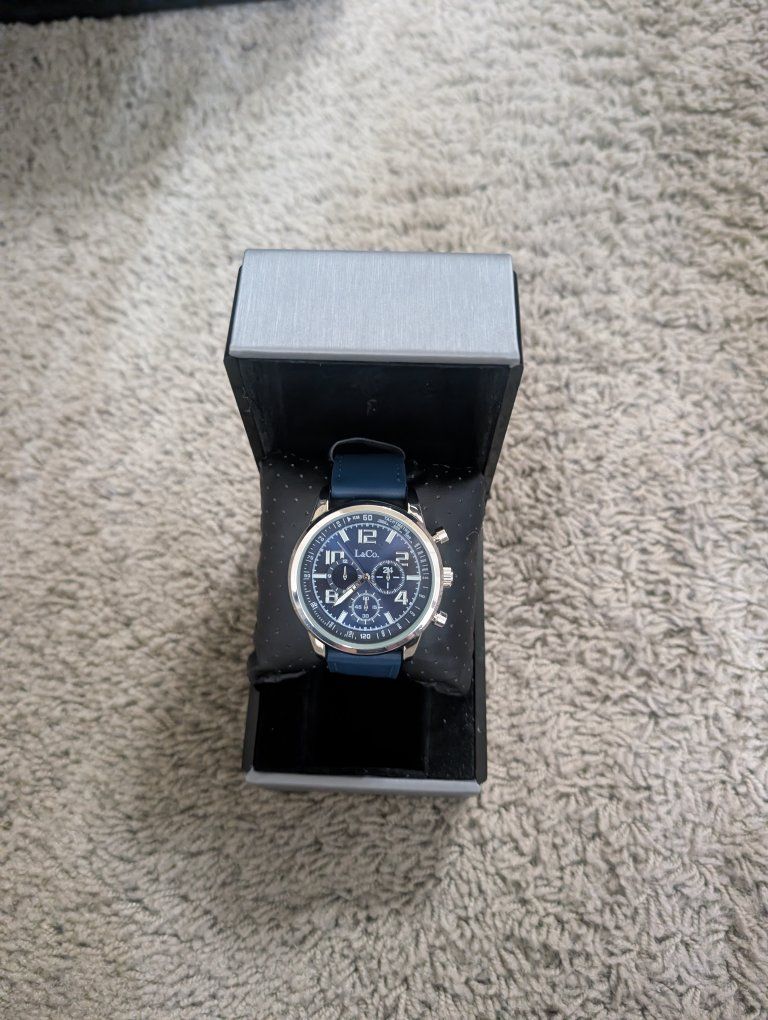 L&Co. Men's Blue Quartz Chronograph Watch