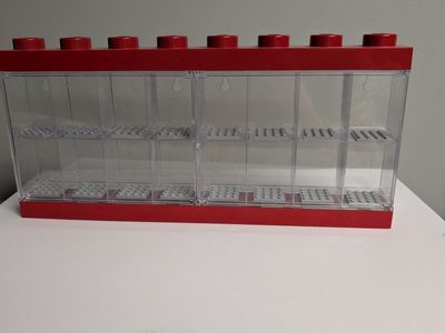 LEGO Minifigure Display Cases Lot - Red & Blue Wall Mountable Cabinets