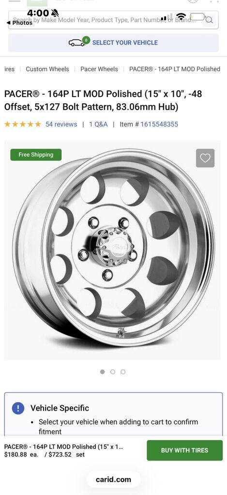 Brand New Pacer 164P LT MOD Rim/wheel