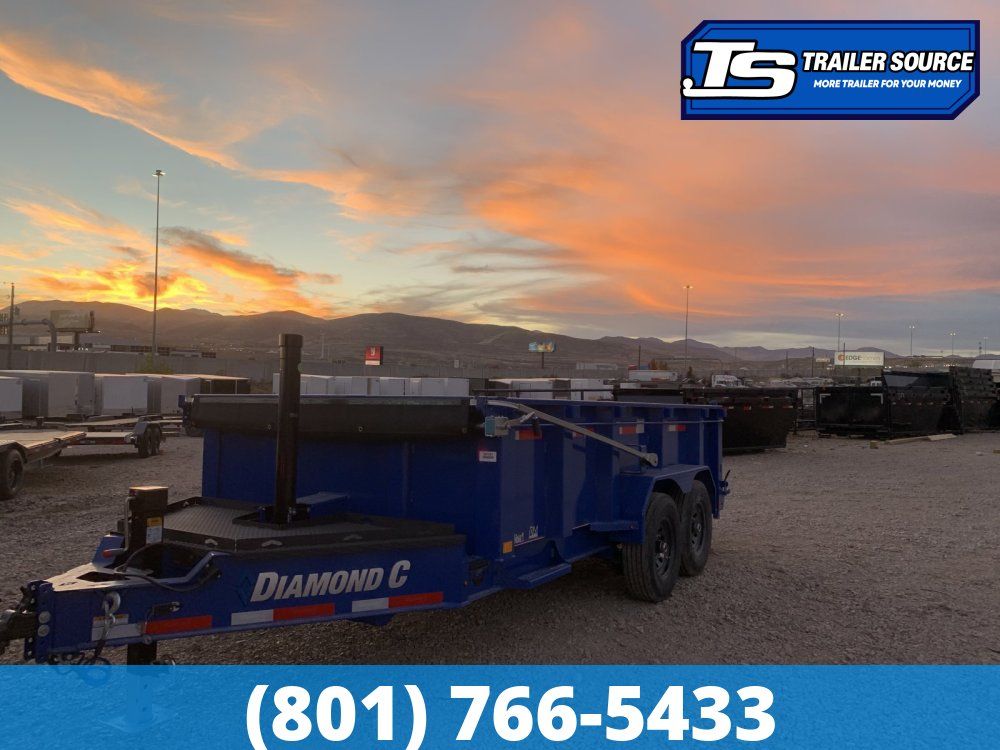 7x14 Diamond C LPT 207 Dump Trailer - 32" Sides - 15.5K GVWR - 14 Ply Tires, Long Arm Tarp