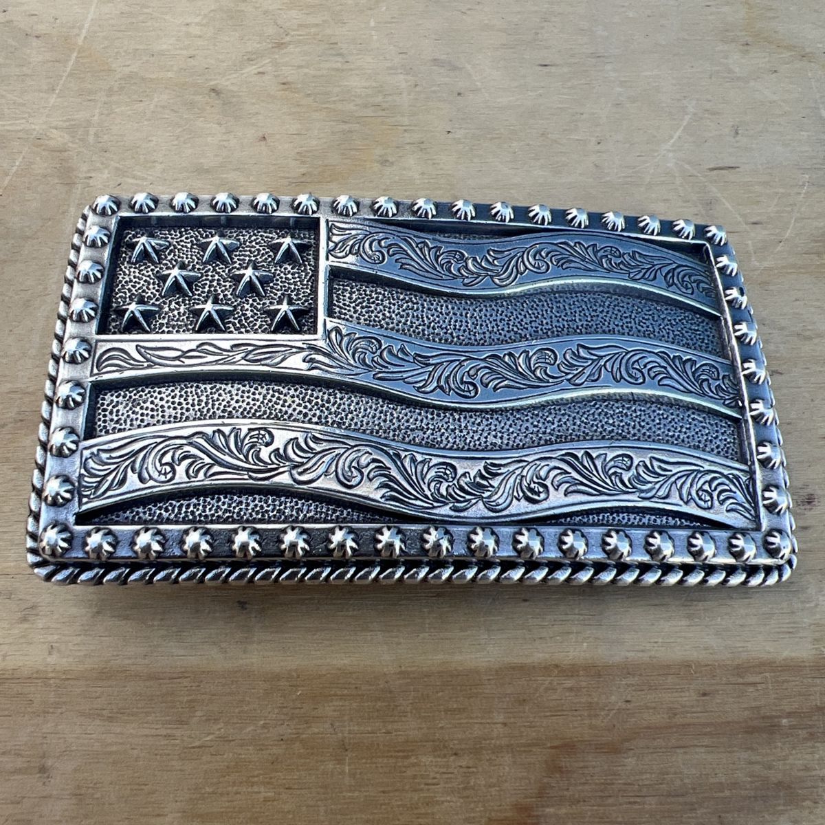Justin American Flag Flying High Metal Belt Buckle