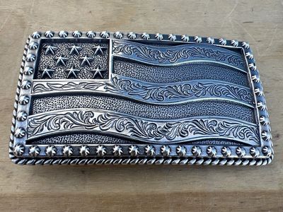 Justin American Flag Flying High Metal Belt Buckle