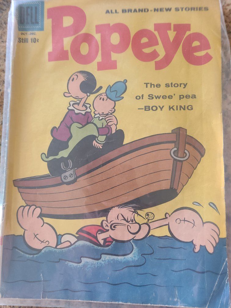 Vintage Dell Popeye Comic Book "The Story of Swee'pea Boy King" 10 Cent Original Cover