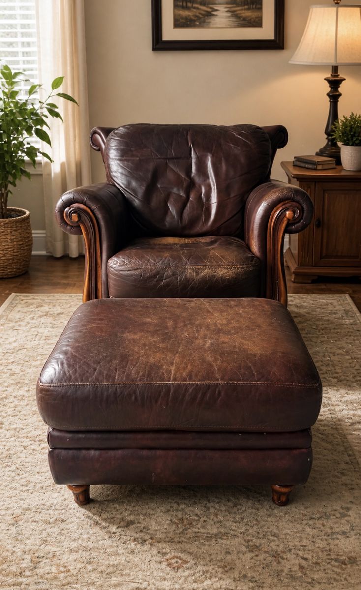 Leather Couch Set – Couch, Chair & Ottoman
