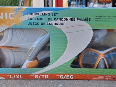 OCEANIC Snorkeling Set L/XL - Mask, Snorkel, Fins & Storage Bag - Anti-Fog