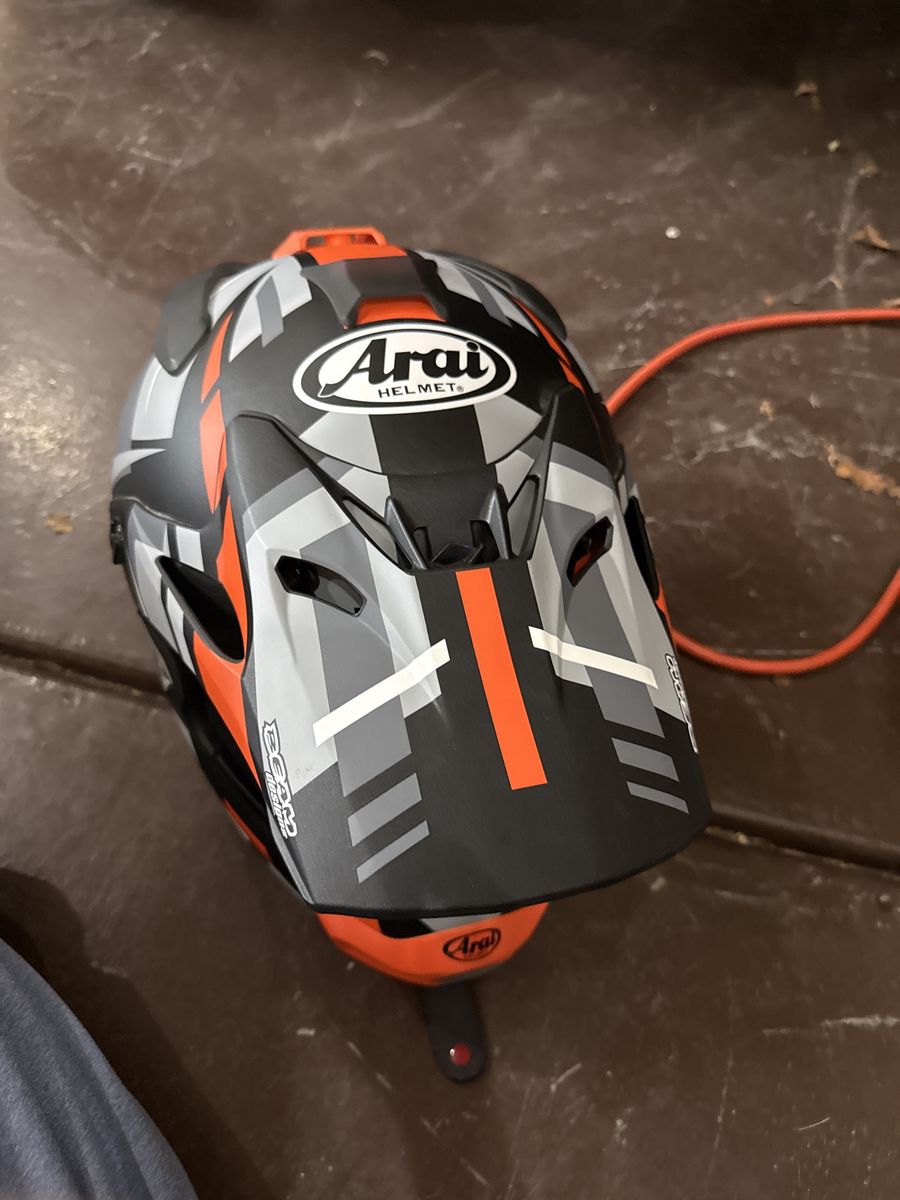 Arai MX-V Dirt Bike Helmet - Gray/Orange/Black, Full Face and goggles