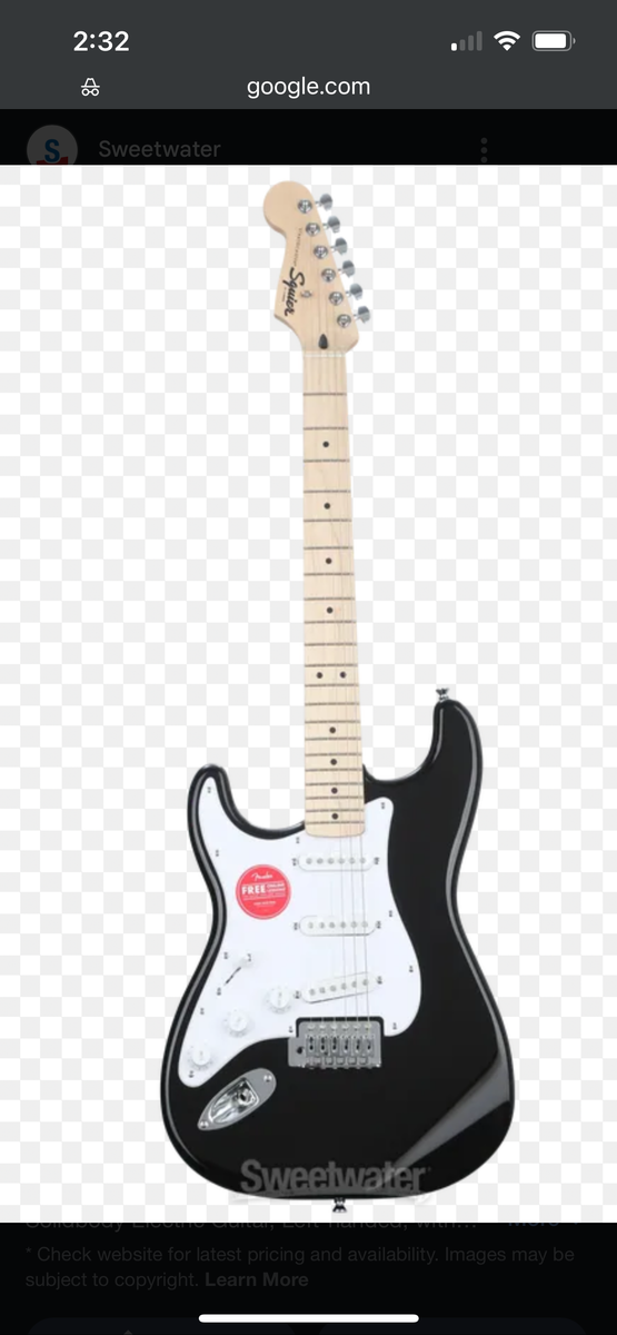 Left handed strat style guitar