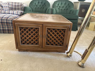 Vintage Drexel Esperanto Walnut Coffee Table / Storage Cabinet – Mid Century Spanish Revival $400