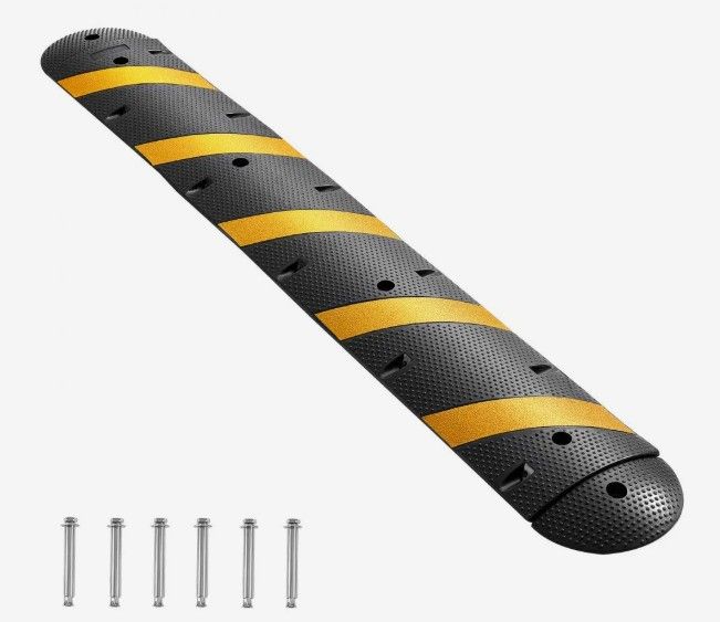 New - Vevor Rubber Speed Bump, Single Unit w/ Dual Channel Cable Protector Ram