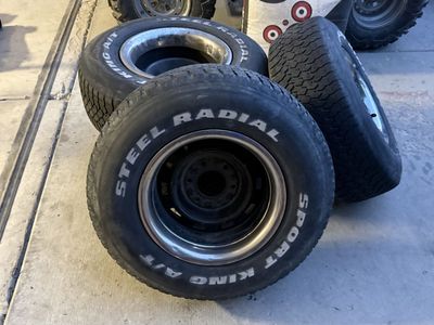 Chevy 6 x5.5 Rally wheels w/tires set of 4