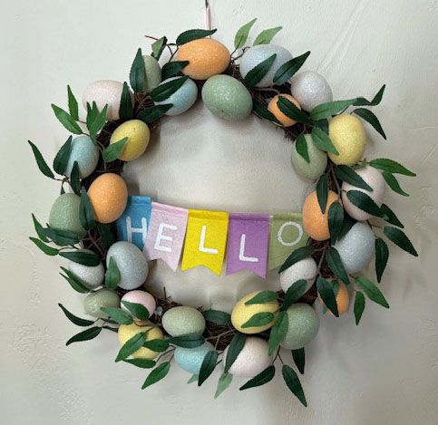 Springtime Wreath with Plastic Easter Eggs 17"