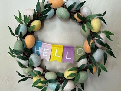 Springtime Wreath with Plastic Easter Eggs 17"