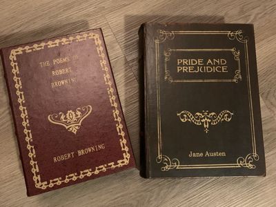 Decorative Book Box Set of 2 - Pride and Prejudice & Poems of Robert Browning Storage Boxes