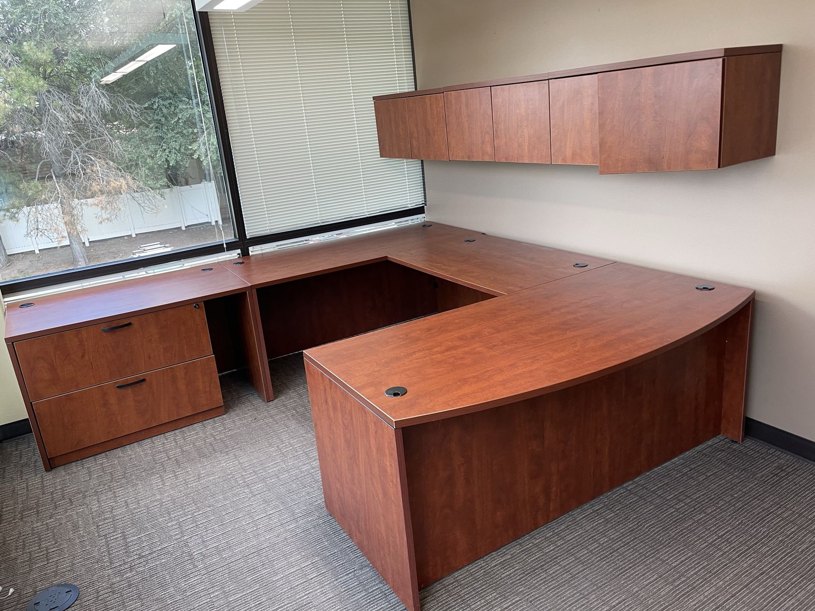 OOFICE FURNITURE LIQUIDATION — GREAT CONDITION - U SHAPED DESK & MATCHING FILE CABINET