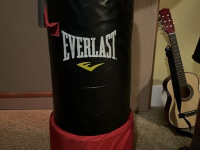Everlast MMA Heavy Duty Boxing Punching Bag Black/Red - Freestanding