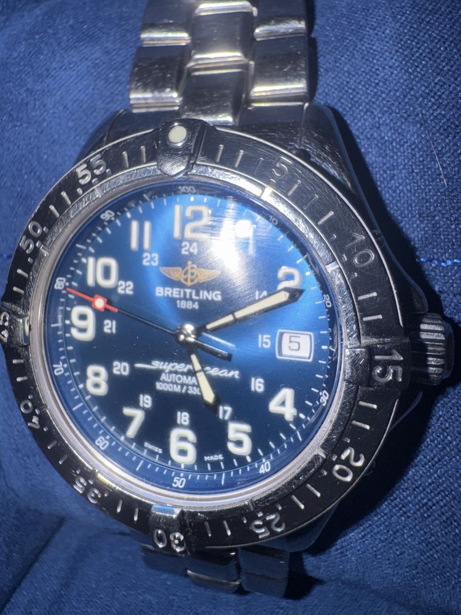 Breitling Superocean Automatic Watch A17340 Stainless Steel Blue Dial