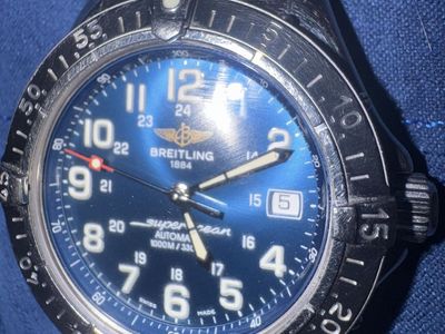 Breitling Superocean Automatic Watch A17340 Stainless Steel Blue Dial