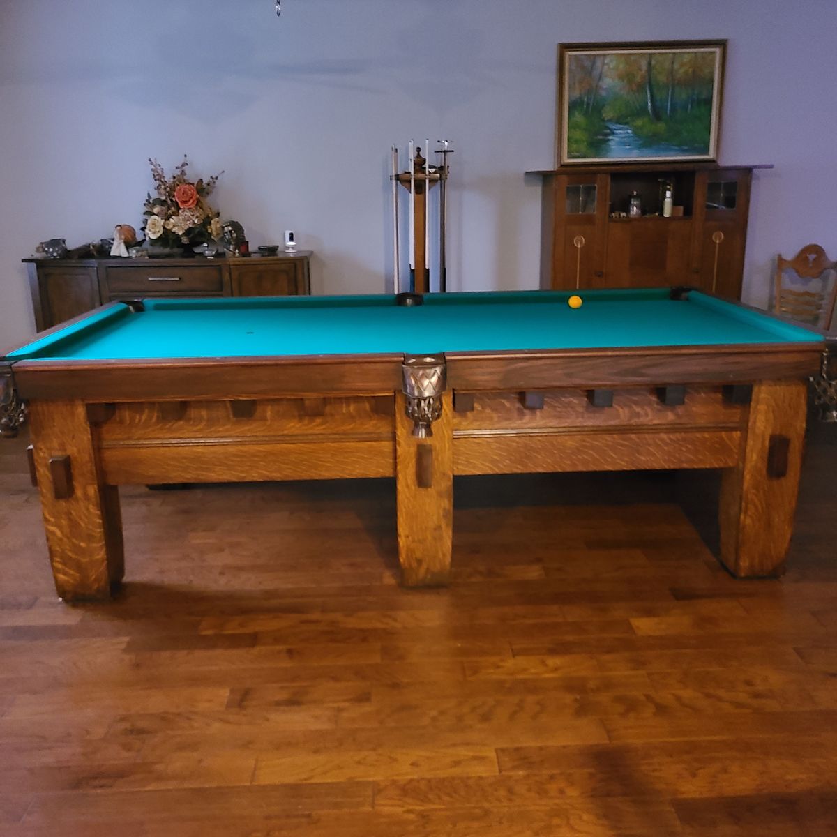 Antique Brunswick-Balke-Collender Mission B Pool Table - 9ft Quarter-Sawn Oak - Circa 1908-1912