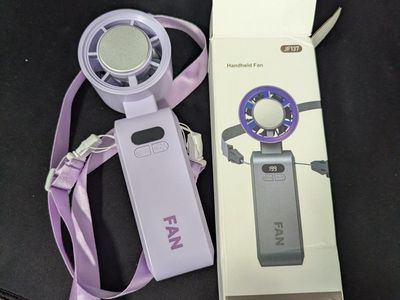 Handheld Ice Compress Portable Fan - Purple JF137 with Lanyard and Box