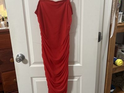 Wild Fable Red Ruched Midi Bodycon Dress - Sleeveless with Adjustable Straps, Size Medium New