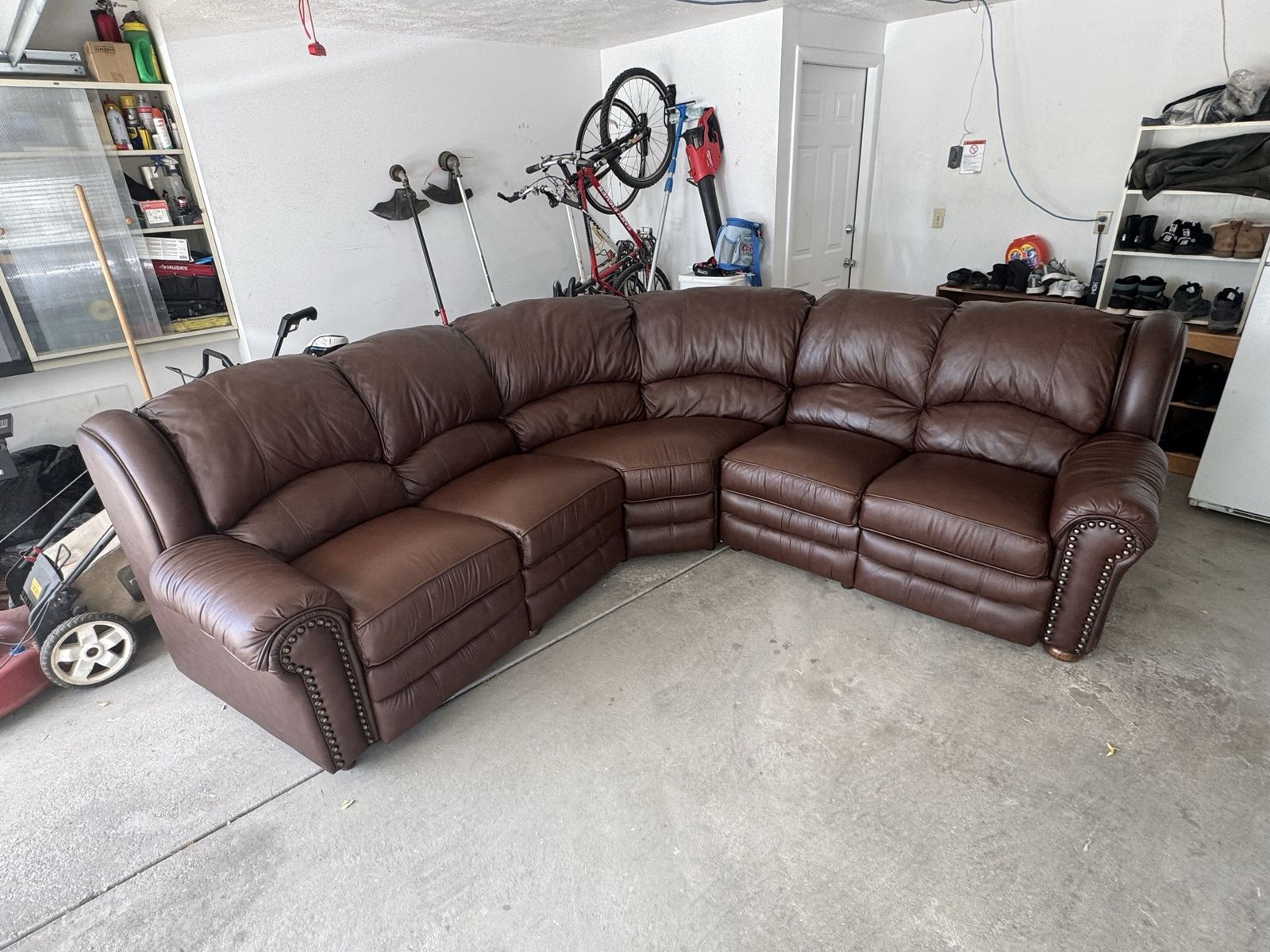 Large Brown Leather Sectional Sofa