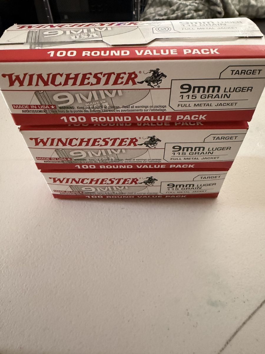 Winchester Target 9mm Luger 115 Grain Full Metal Jacket - $10 each box