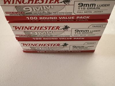 Winchester Target 9mm Luger 115 Grain Full Metal Jacket - $10 each box