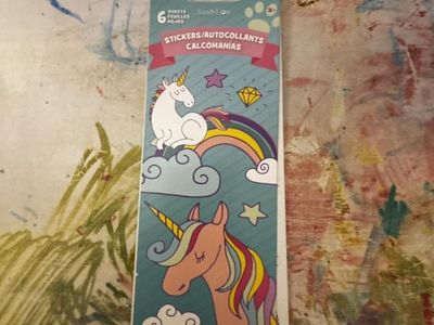 SandyLion Unicorn & Rainbow Stickers - 6 Sheets of Decals for Crafting & Decorating